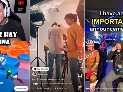 Three examples of vertical videos, from Borsiis’ YouTube Shorts, Irene Cruz’s Instagram Reels and MrBeast’s TikTok.