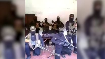 A screenshot of the video made by Jalisco New Generation Cartel threatening national media groups.