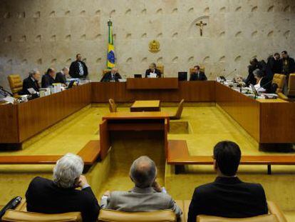 The courtroom during the so-called &quot;mensalao&quot; trial.