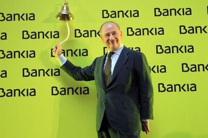 Rodrigo Rato, former head of Bankia, on the day of the stock market launch.