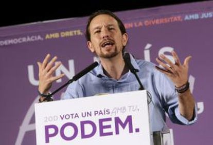 Podemos leader Pablo Iglesias at a campaign rally in Palma de Mallorca on Tuesday.