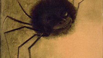 &#039;The Smiling Spider&#039; (1881), a charcoal drawing by Odilon Redon.