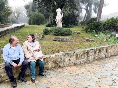 Rosario and her partner, Antonio, at the Roman ruins of Italica, in Seville, where he works as a gardener.