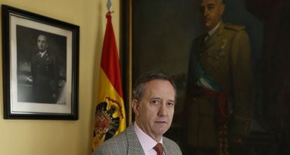 Francisco Franco National Foundation vice president Jaime Alonso in the organization’s Madrid headquarters.