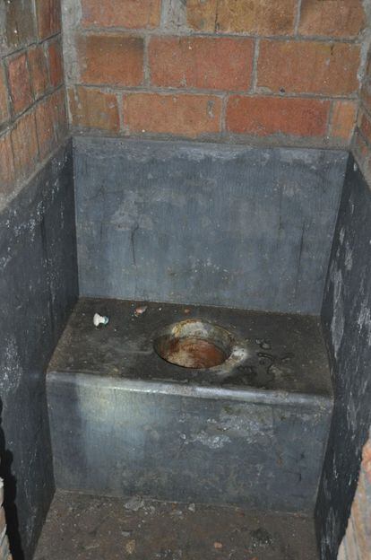 One of the latrines preserved in the shelter.
