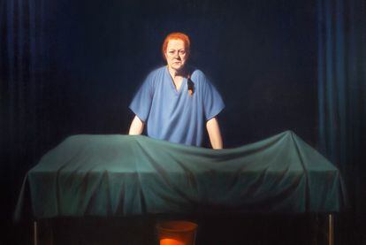 A portrait of Sue Black by Ken Currie titled 'Unknown Man' at the National Galleries of Scotland in Edinburgh.