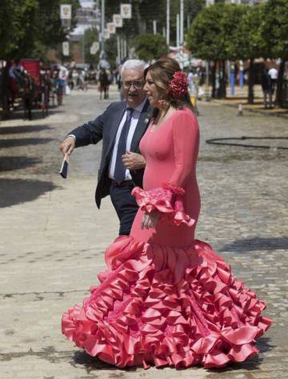 Susana Díaz in a flamenco dress at the Feria de Abril in Seville.