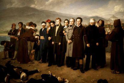 The painting 'Execution of Torrijos and his colleagues on Málaga beach', by Antonio Gisbert, under LED lighting