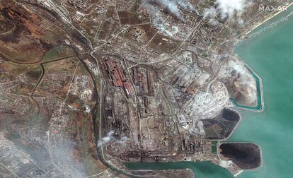 Satellite image of the Azovstal steel plant taken on April 9. 
