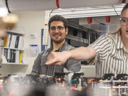 Researchers in one of Columbia University's quantum labs.