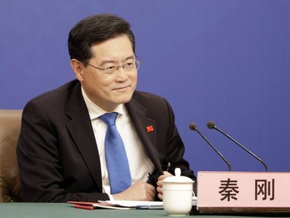 Chinese Foreign Minister Qin Gang during a press conference in Beijing on March 7.
