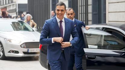 Pedro Sánchez arriving in Congress on Thursday.