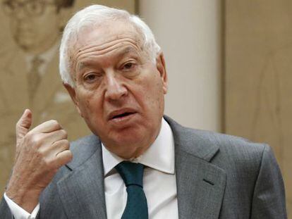 José Manuel García-Margallo during his appearance before the foreign relations committee in Congress.