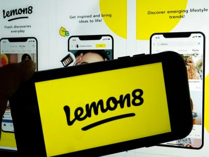 This photo shows the logo and application page for the social media site Lemon8, in New York, Wednesday, April 5, 2023.
